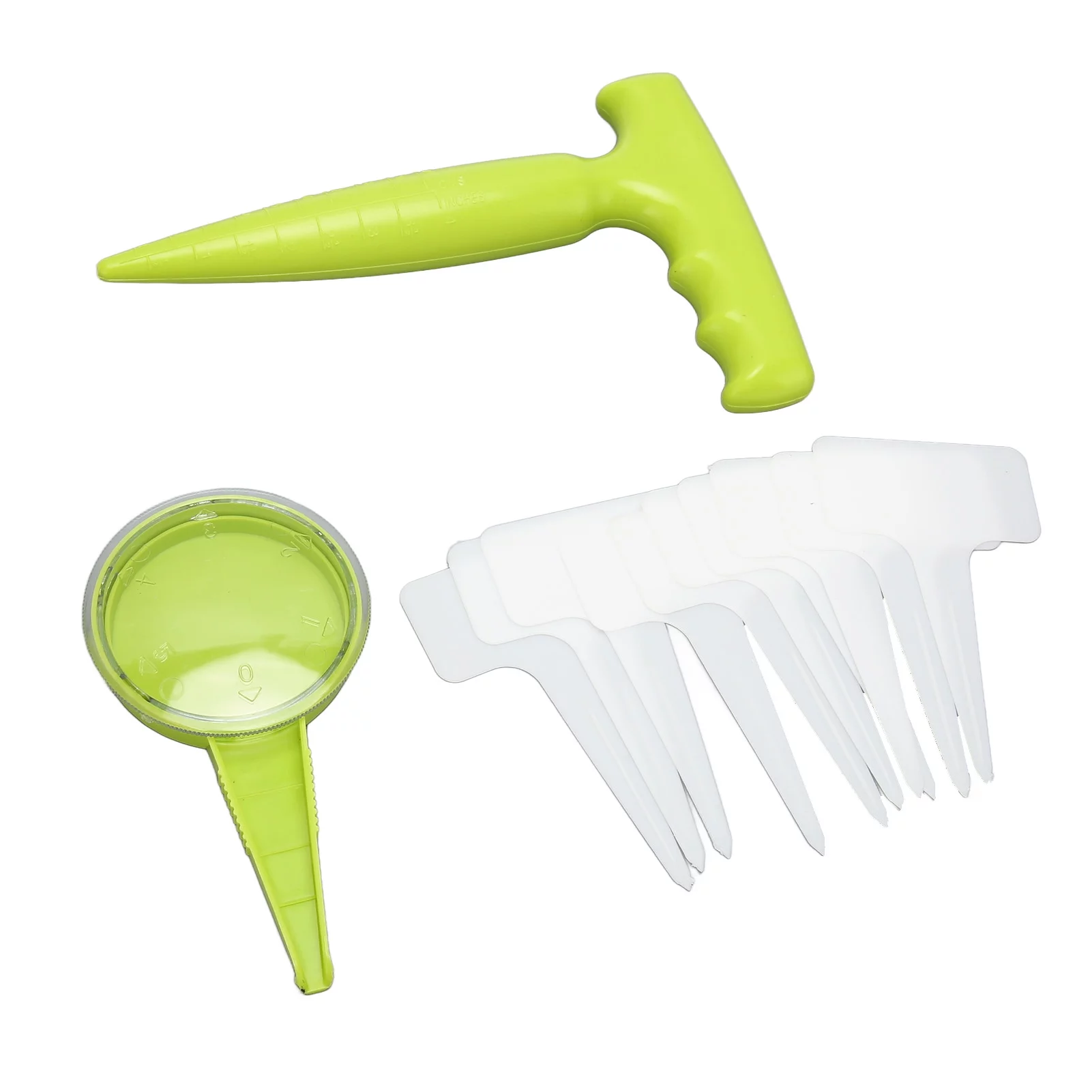 Qukaim Hand Seed Sower Seeder, 12pcs Seed Dispenser Planter Tool Set with 5 Dial Settings, Plant Dibber with Measurements, 10 Plant Label