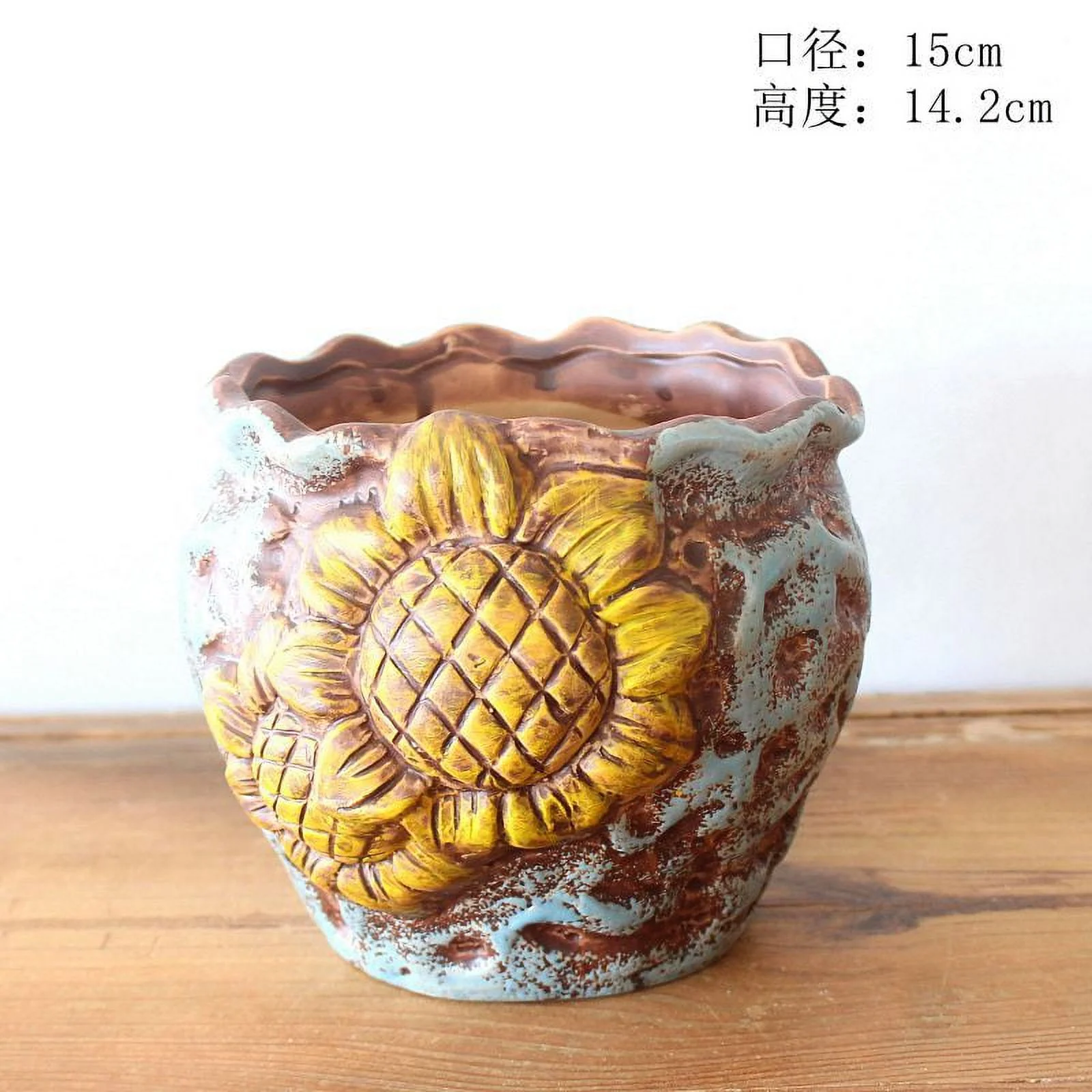 Hand-painted Ceramic Succulent Planter - Vintage Tree Stump Flower Pot for Succulents