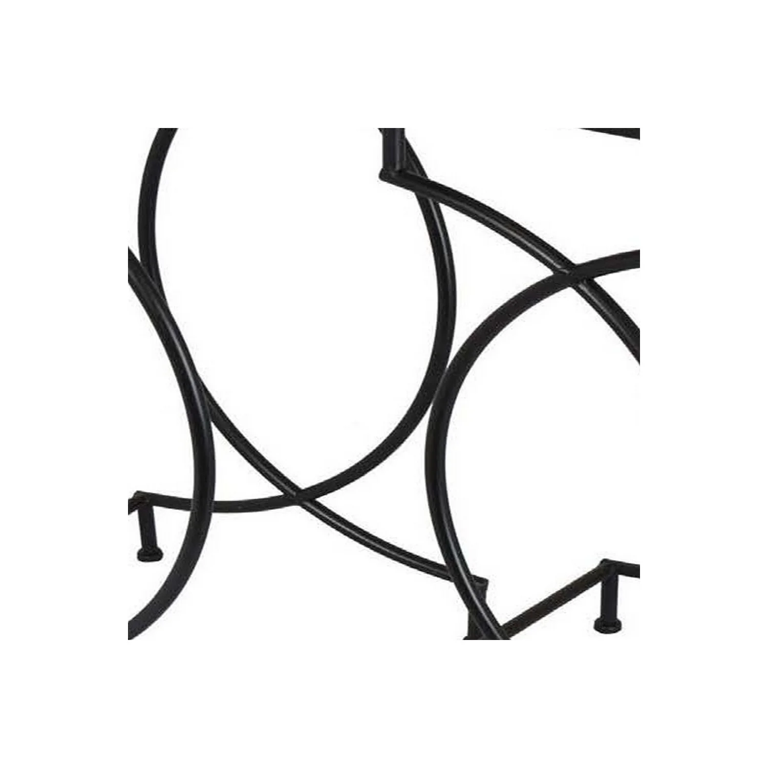 Benjara Set of 2 Plant Stand Tables, Square Marble Top, Geometric, Black Metal