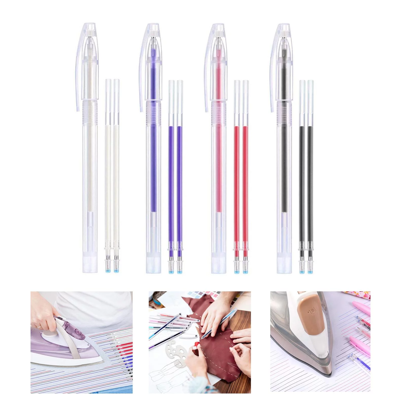 ink Disappearing Heat Erase Pen Refills Fabric Marking Dressmaking Craft Quilting Sewing Tools 4 colour 3Pcs