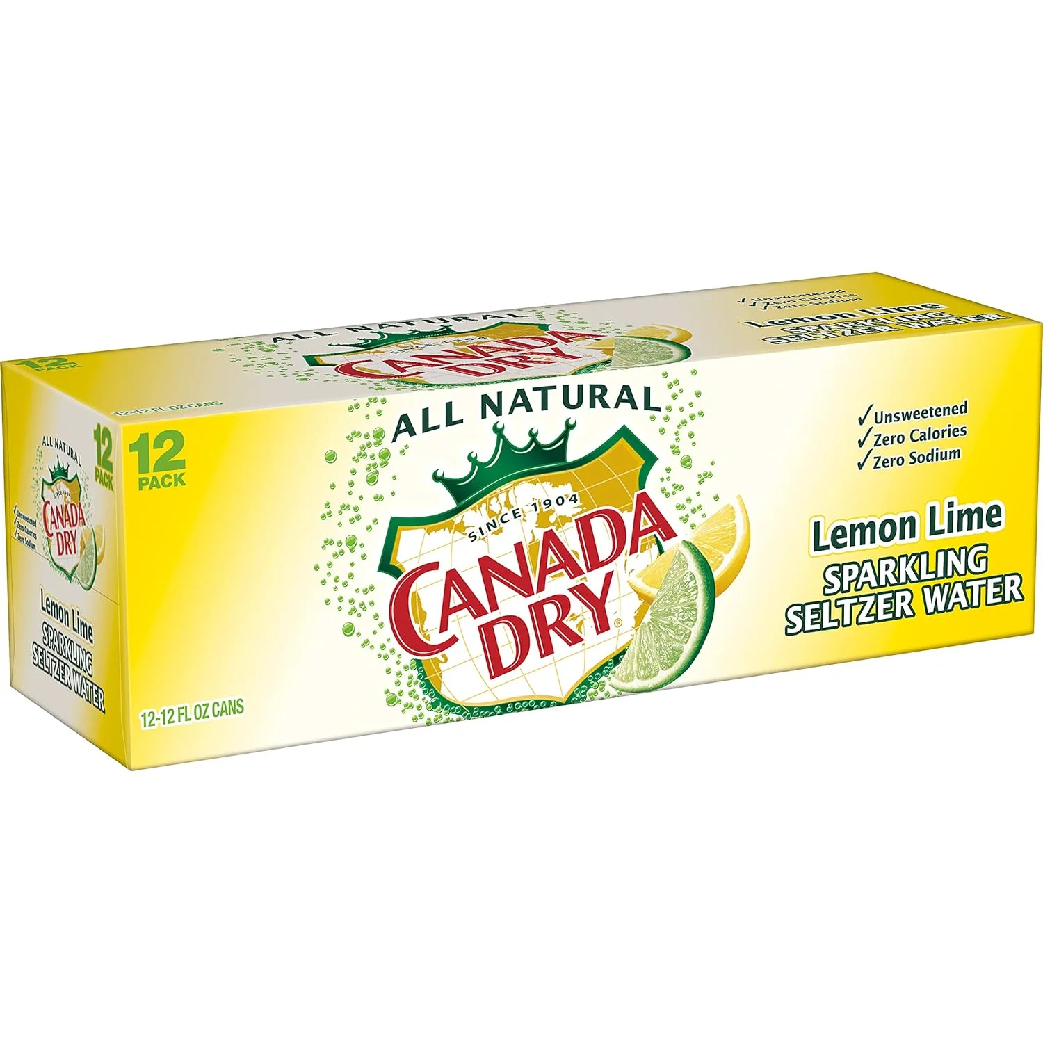 Lemon Lime Sparkling Seltzer Water, 12 Fl Oz Cans, 12 Count