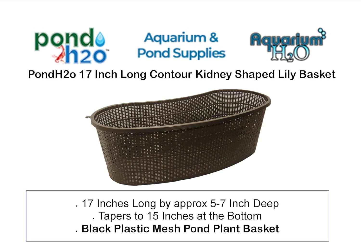 Contour or Kidney Shaped Plastic Slotted Plastic Mesh Water Garden Aquatic Pond Plant Basket, 17 Inch, Perfect for Lily's, Planting Pot, Basket for Aquaponics,