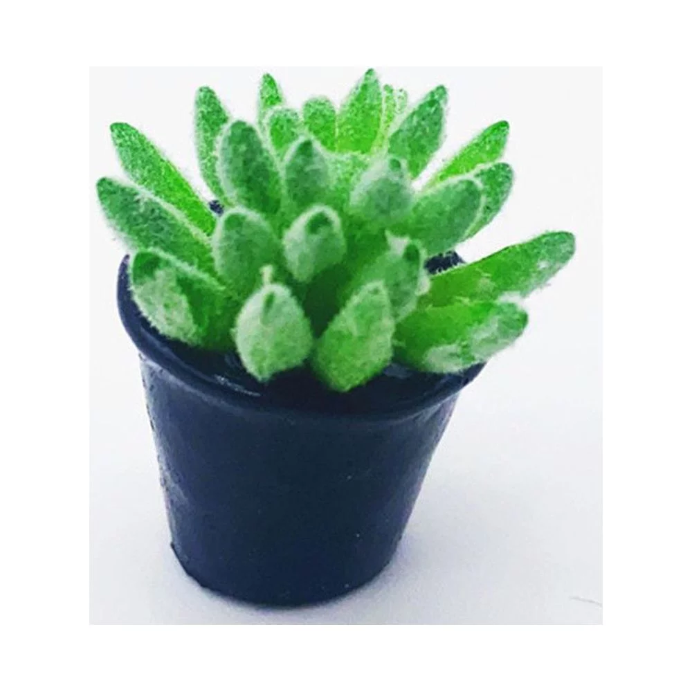 Cute Micro Ornament Succulents 1:12 Dollhouse Mini Plant Pot Miniature Flower Vase Simulation Potted Plants Doll House Furniture 8