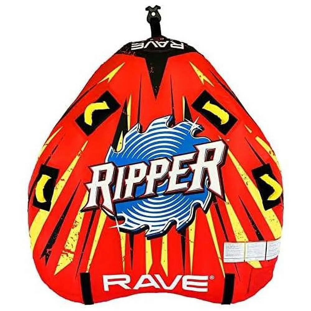 ripper 2 nylon inflatable towable float with foam handles, neoprene knuckle guards and quick connect tow points, red
