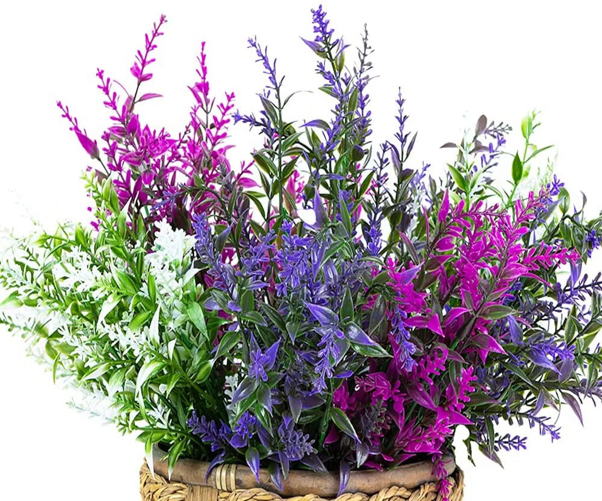 Babibeauty 10 Bundles Artificial Lavender Flowers Outdoor Fake Flowers for Decoration Hanging Planter Flora Fence Indoor Outside Decor Wedding Table Flowers Arrangement Bouquet Filler
