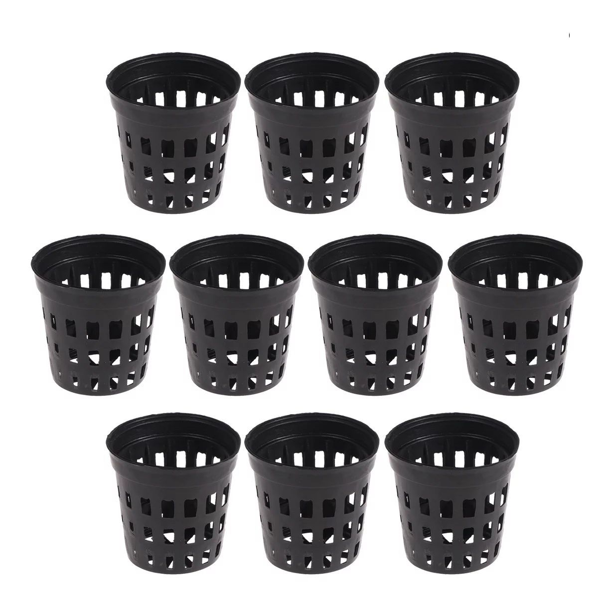 Gongxipen 10pcs Aquarium Plastic Pot Baskets Aquarium Aquatic Water Flower Plant Grass Planting Decor Black - Middle Size