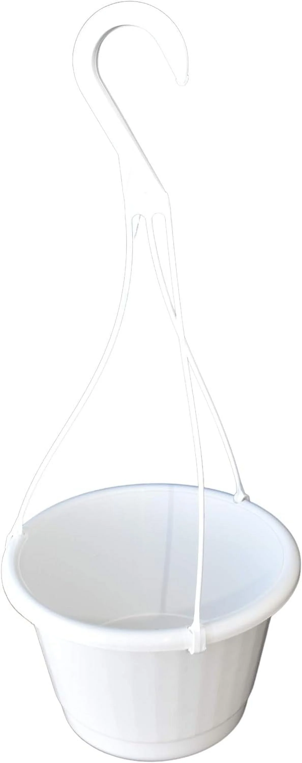 8Inch Fluted White Plastic Hanging Basket (25)