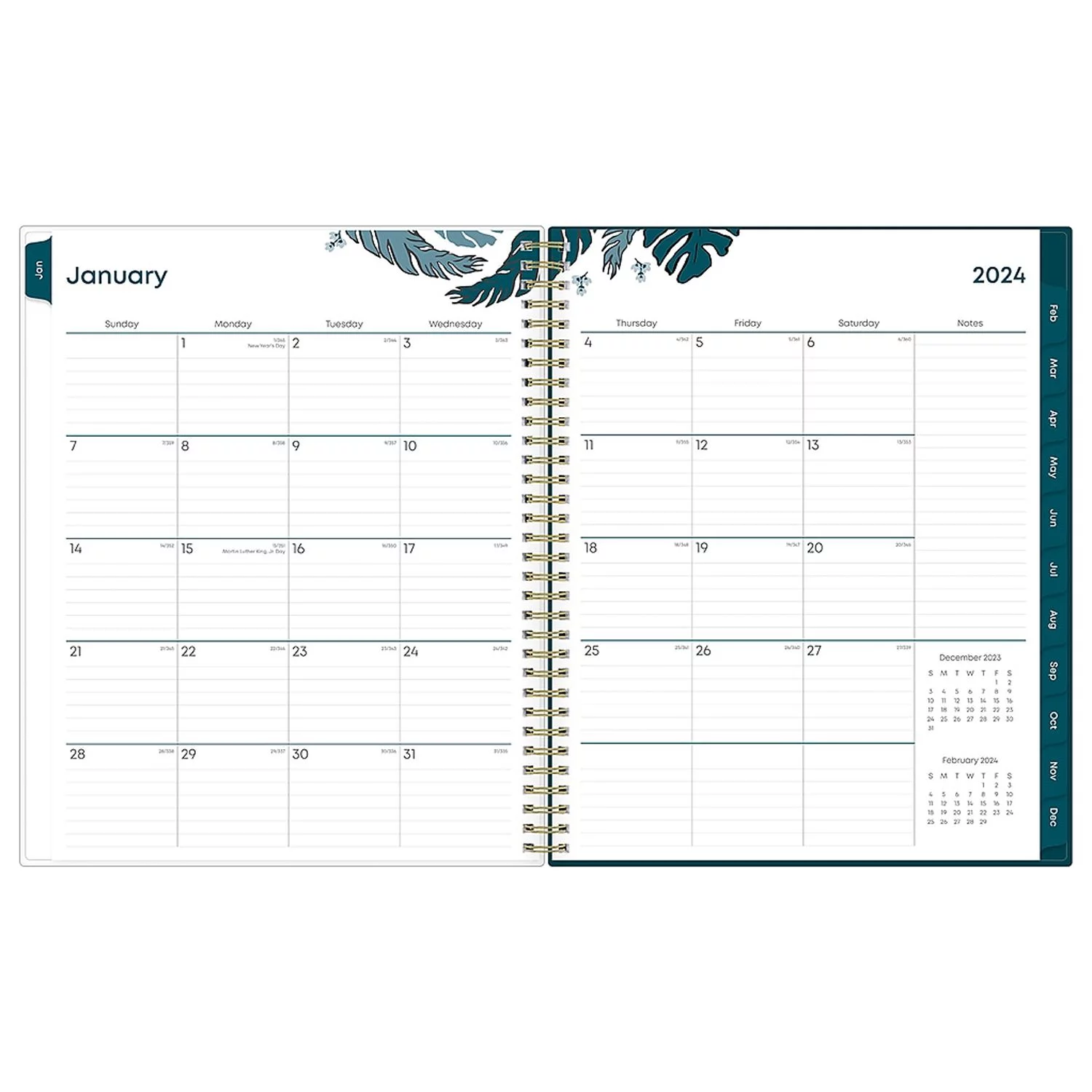 2024 Weekly Monthly Planner, 8.5x11, Blue Sky, Grenada