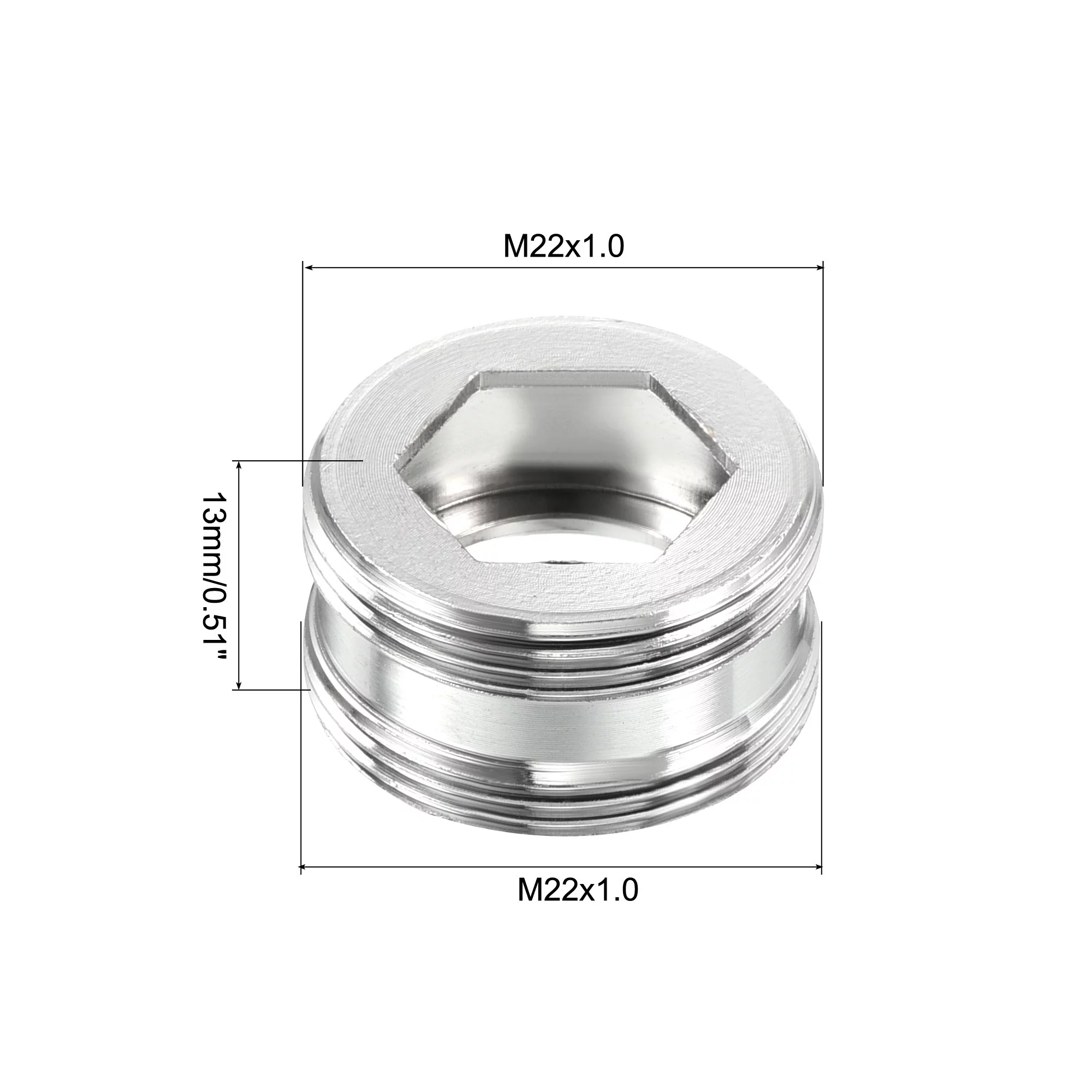 Uxcell M22*1.0 Male to M22*1.0 Male Thread Chrome Faucet Aerator Adapter Fitting, Silver