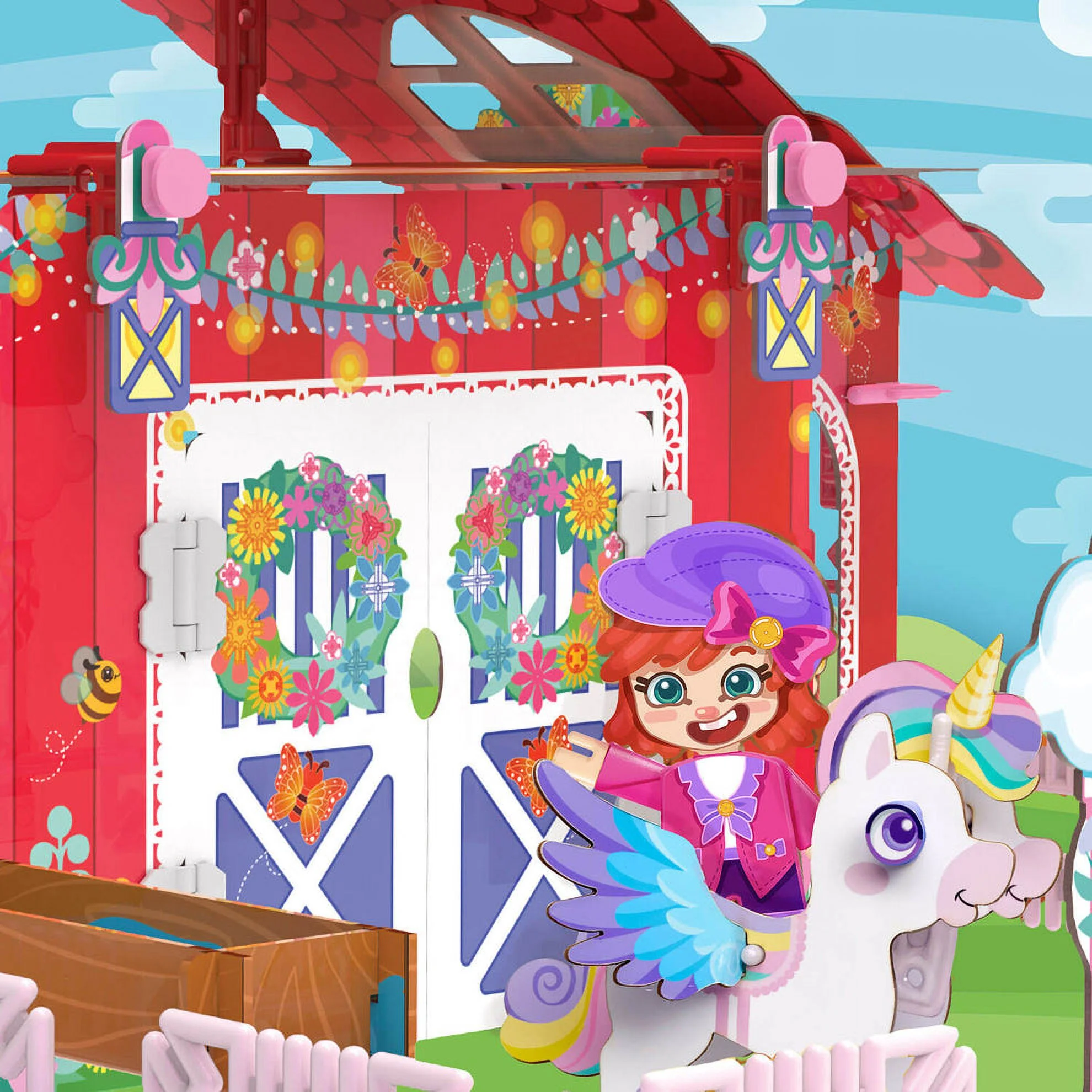 PINXIES Unicorn Barn Kids Play Set Build Your Own Magical Toy STEM Toy for Girls Ages 6 10