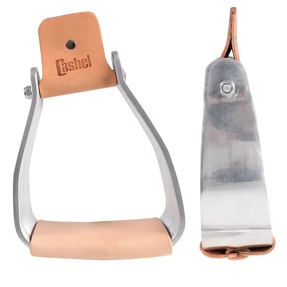 3 In Cashel Horse Stirrups Pair Leather Covered Slanted Aluminum