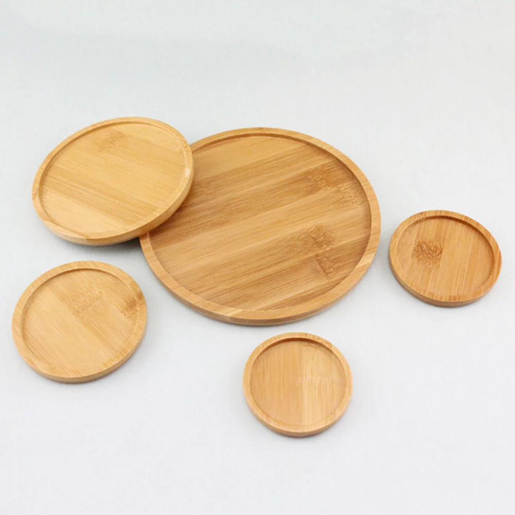 Gongxipen 4pcs Bamboo Round Flower Pot Tray Bonsai Succulent Plant Saucer for Indoor & Outdoor Plants 7.5x7.5cm