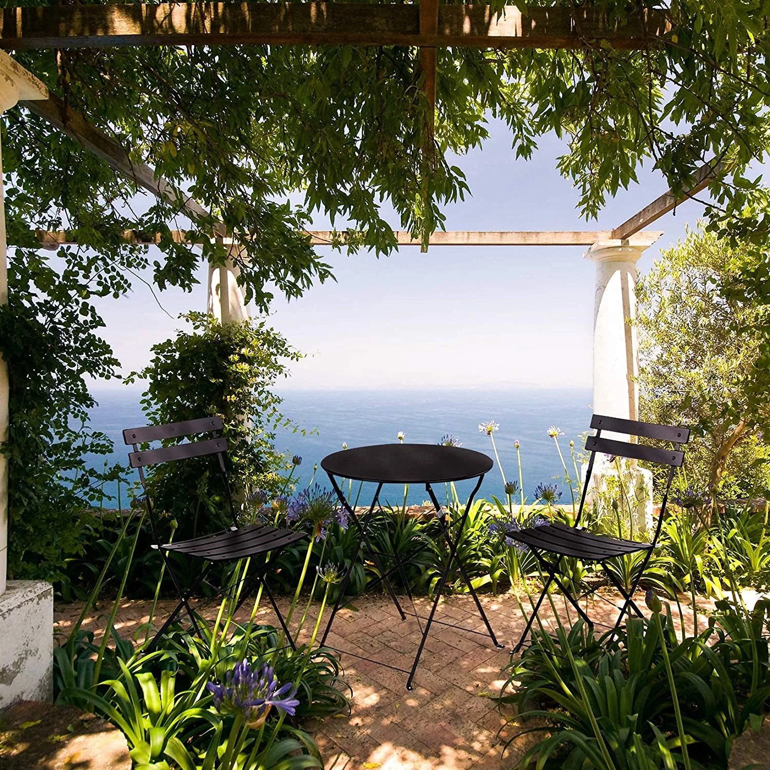 Parisian Outdoor Bistro Set - 2 Chairs, 1 Table - Elevate Your Outdoor Oasis