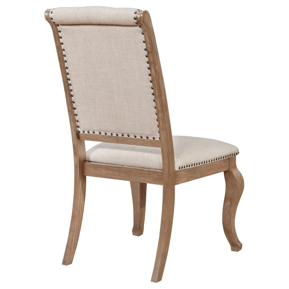 DeeHome Fremont Cream and Barley Brown Tufted Back Dining Chair (Set of 2)