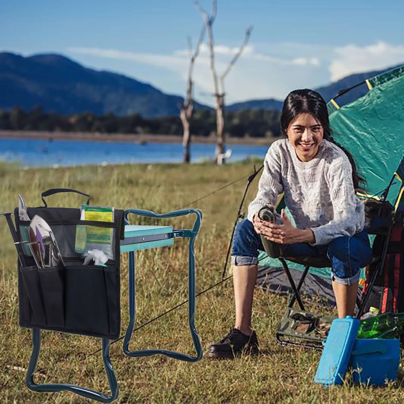 Car Necessities for Women Trolley Flatbed Tool Bag Tool Bag Folding Work Cart Storage Pouch Bag Garden Kneeler Tool Bags