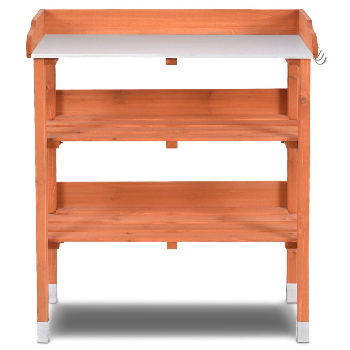 Garden Wooden Potting Bench Work Station Table Tool Storage Shelf W/Hook