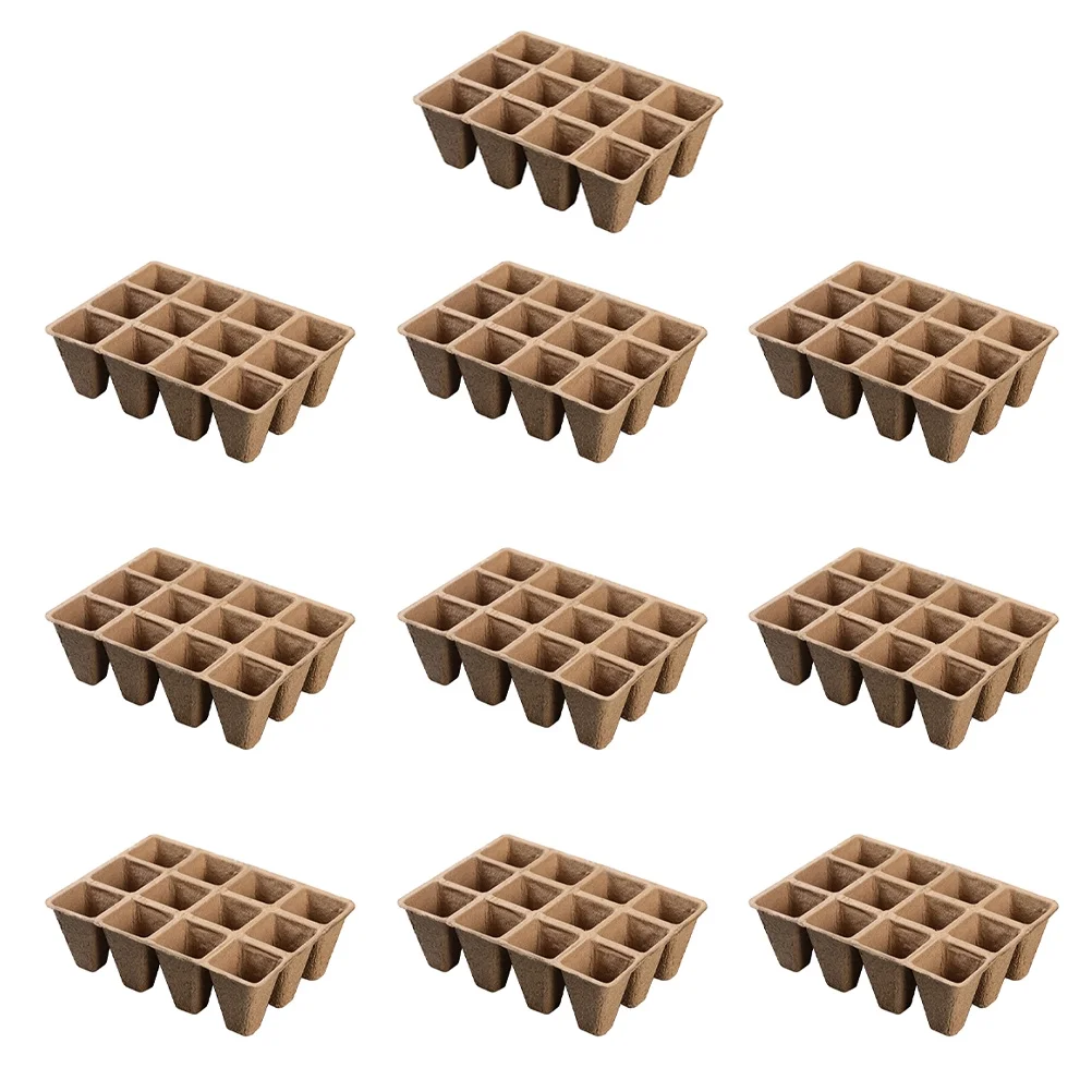Guichaokj 10pcs 12-Hole Growing Tray Paper Pot Plant Herb Nursery Cup