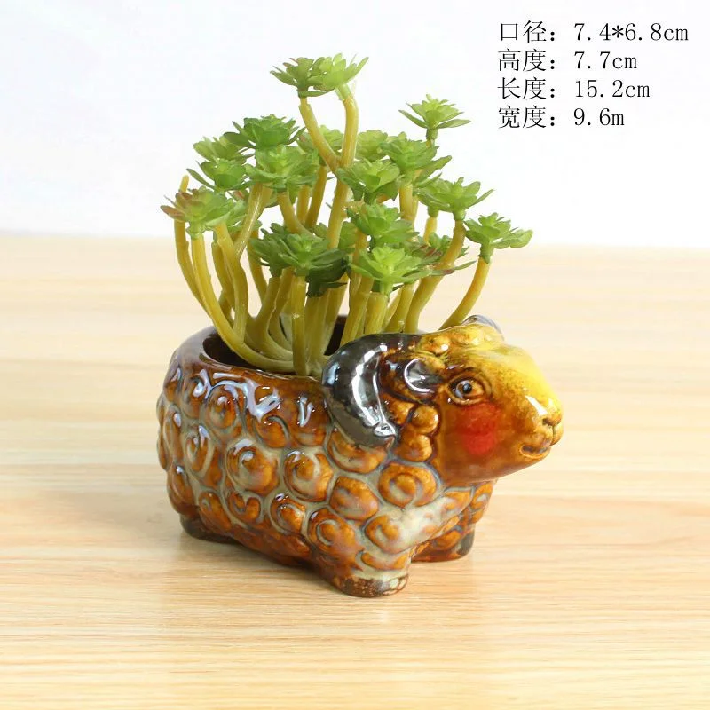 Ceramic Succulent Planter with Kiln-fired Glaze - Animal-themed Succulent Plant Pot