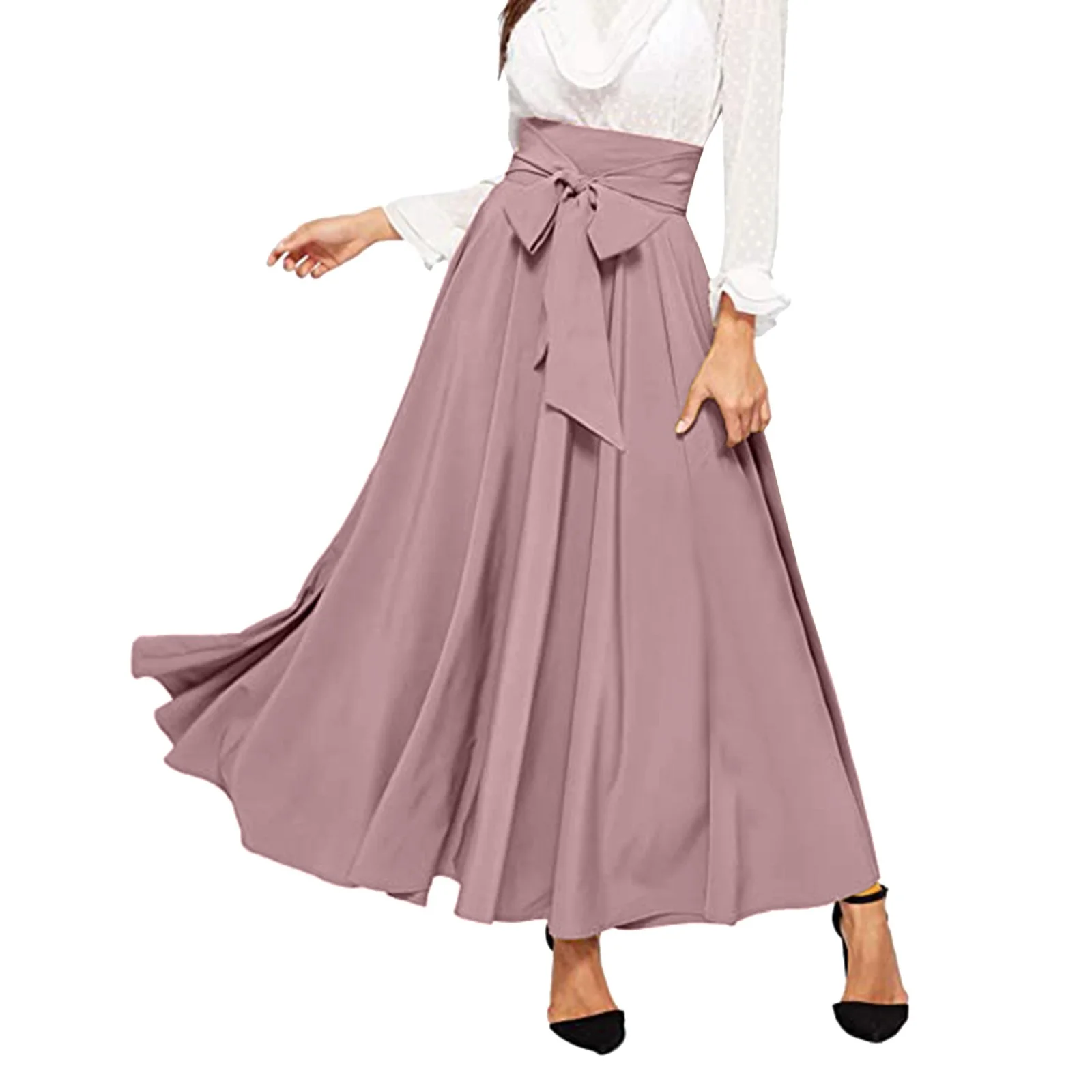 Autumn Tennis Skirt Women'S Elegant High Waist Skirt Tie Front Pleated Maxi Skirts Skirt Shorts Jean