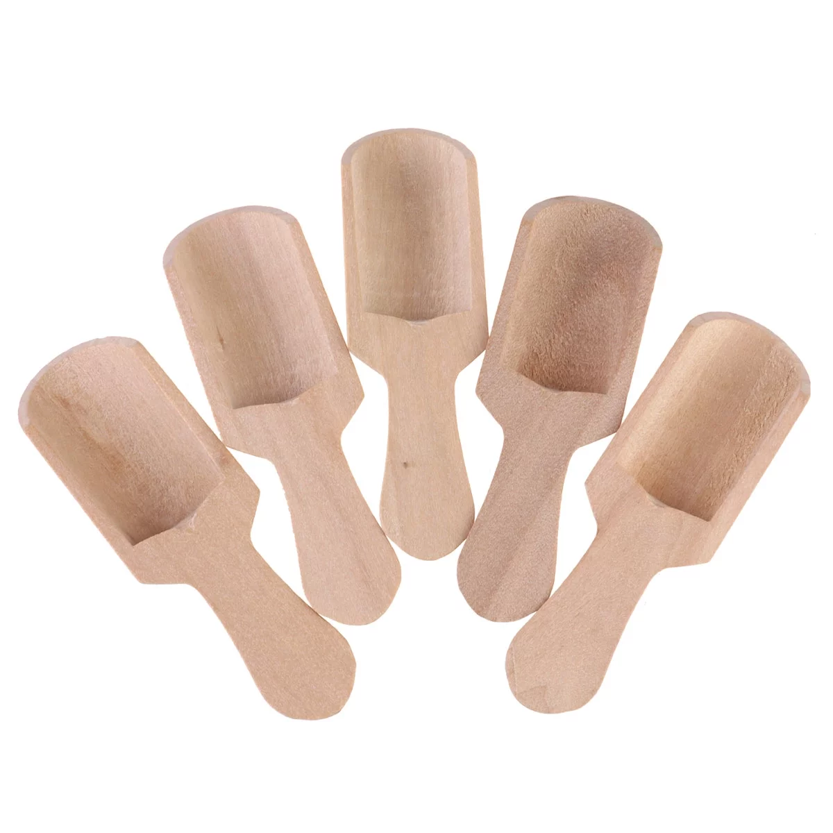8 pcs Household Small Salt Shovels Flat Handle Scoop Wooden Teaspoon Milk Powder Scoops