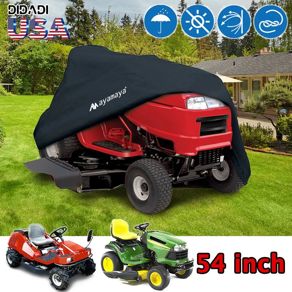 Riding Lawn Mower Cover,AYAMAYA Waterproof Windproof Lawn Tractor Cover for Outdoor,Durable Heavy Duty Covers for Lawn Weeder,Universal Anti UV Dust Snow Adjustable Lawn Mower Covers