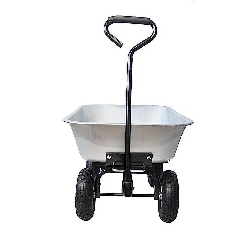 Garden Carts Four Wheels Pneumatic Tires Wheelbarrows Garden Dump Cart Folding Dolly with Steel Frame Patio Lawn Beach Gardening Care Yard Carts