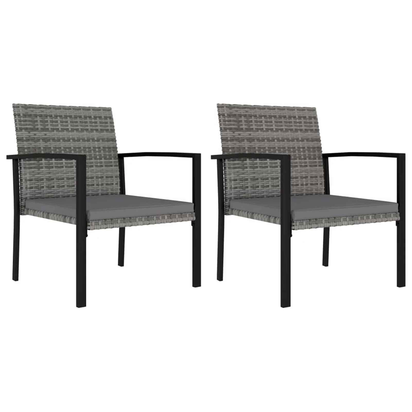 Garden Dining Chairs 2 pcs Poly Rattan Gray