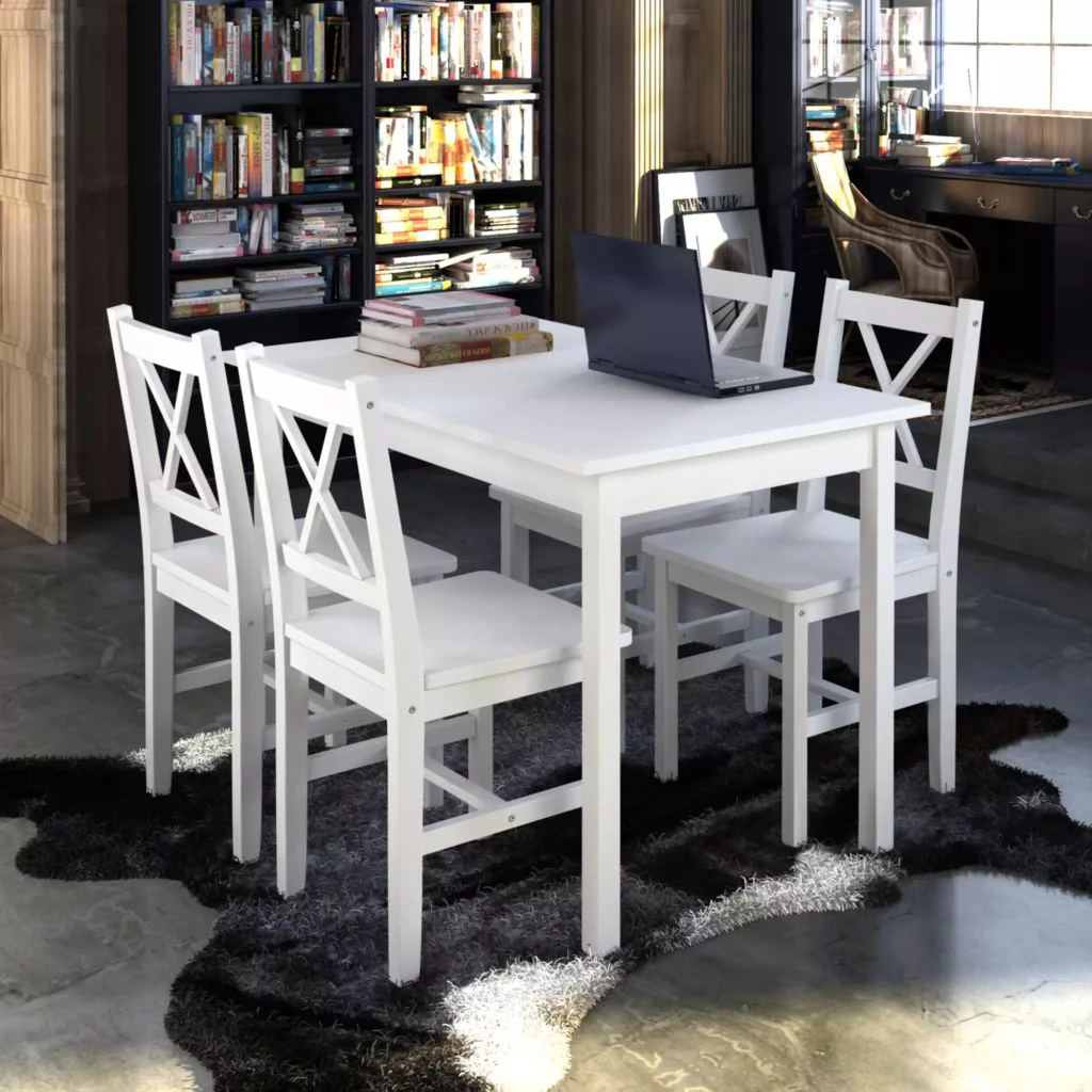 Tomshoo 5 Piece Dining Set White