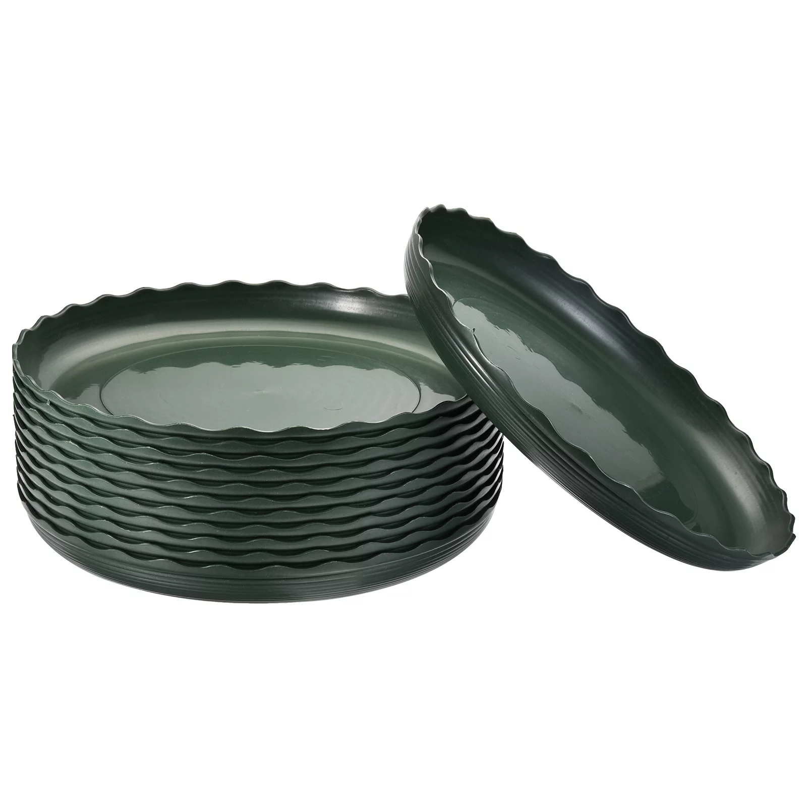 Uxcell Round Plant Saucer Drip Tray Plastic Wave Pot for Gardening 12pcs  Green 14