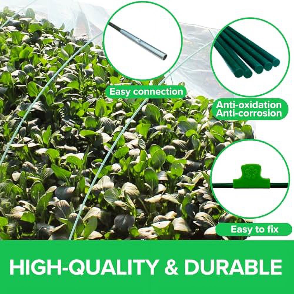 BeGrit Greenhouse Hoops Grow Tunnel 6 Sets of 8FT Garden Hoops DIY Plant Support Garden Stakes for Netting, Raised Beds, Plant Shade Cloth (36pcs)