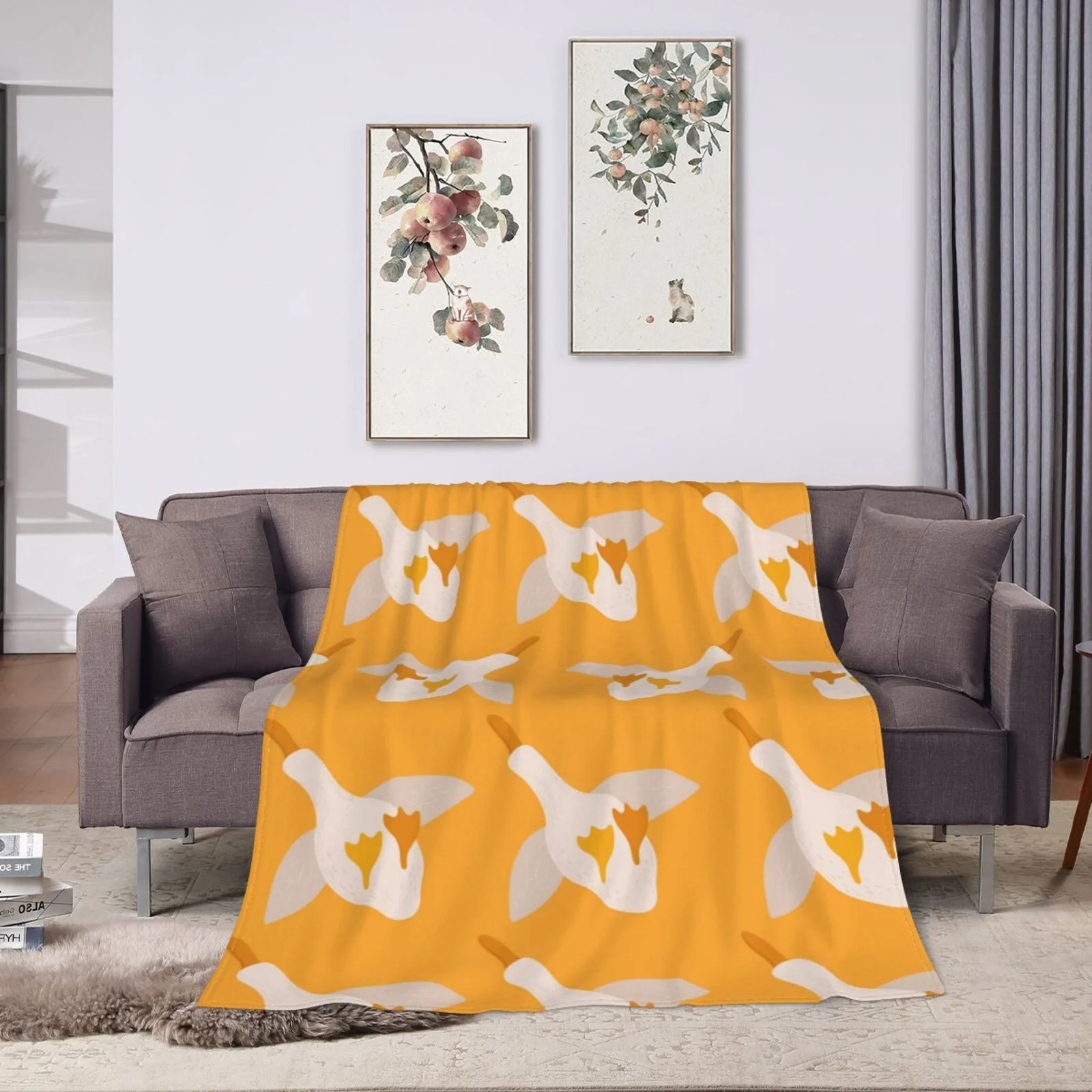 Ocsxa Flannel Fleece Flying Ducks Print Throw Blanket, Lightweight Super Soft Cozy Plush Blanket,40