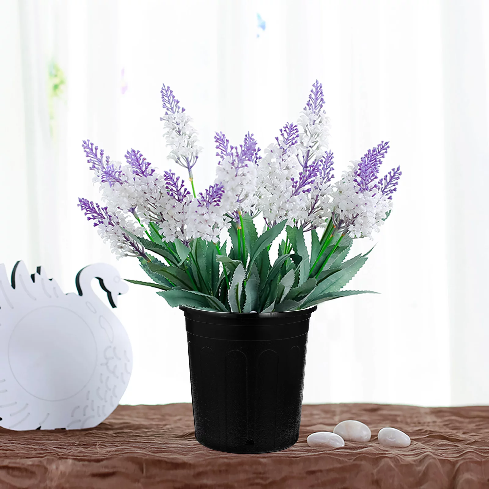 Gongxipen 10pcs Simple Gallon Pot Flower Planter Garden Plastic Plant Nursery Pot (Black)