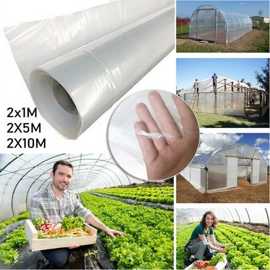 Goodhd Clear Plastic Greenhouse Poly Film Polytunnel Poly Hot House Cover VARIOUS LENGT
