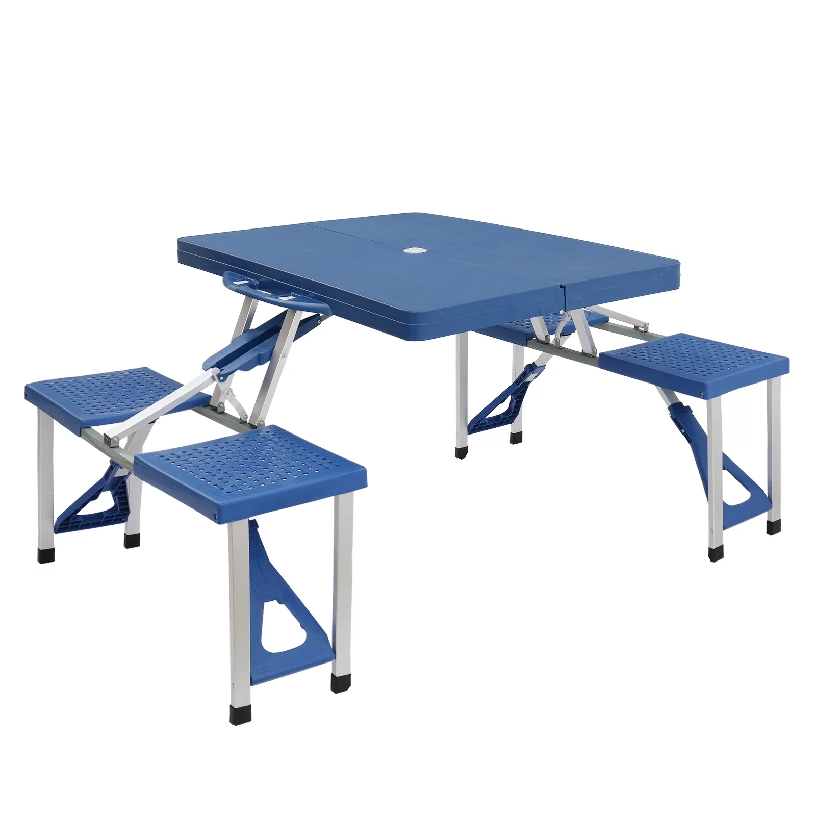 Siamese Plastic Folding Tables and Chairs Set - Heavy Duty PS Material - Space-saving Design for Indoor and Outdoor Use