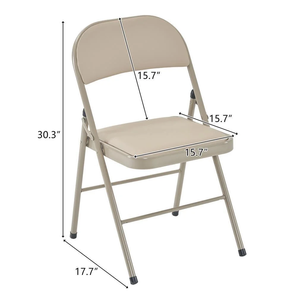 4 Pack Commercial Folding Chairs Set Steel Frame Padded Seat Heavy Duty