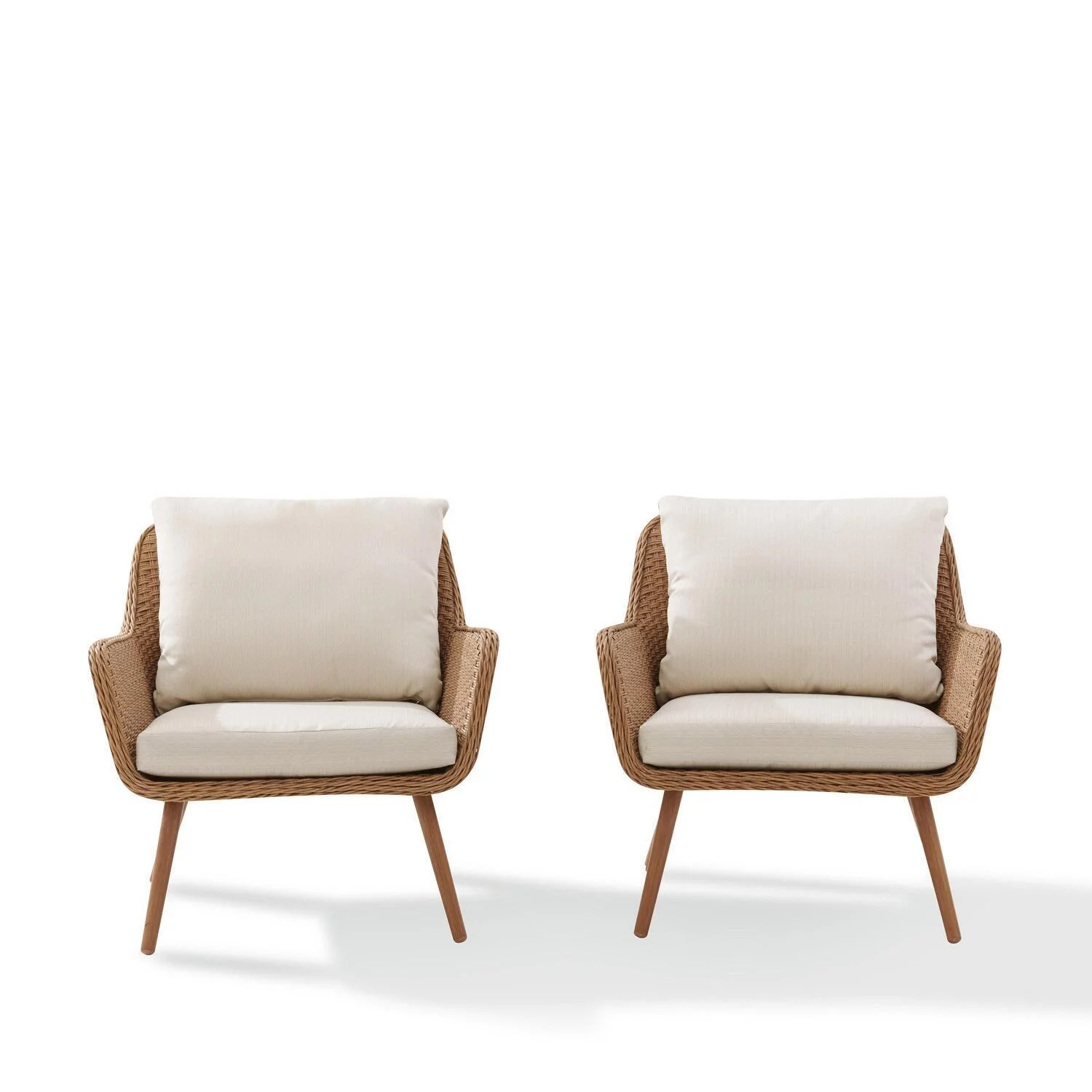 HomeStock Global Glam 2Pc Outdoor Wicker Chair Set Light Brown - 2 Chairs