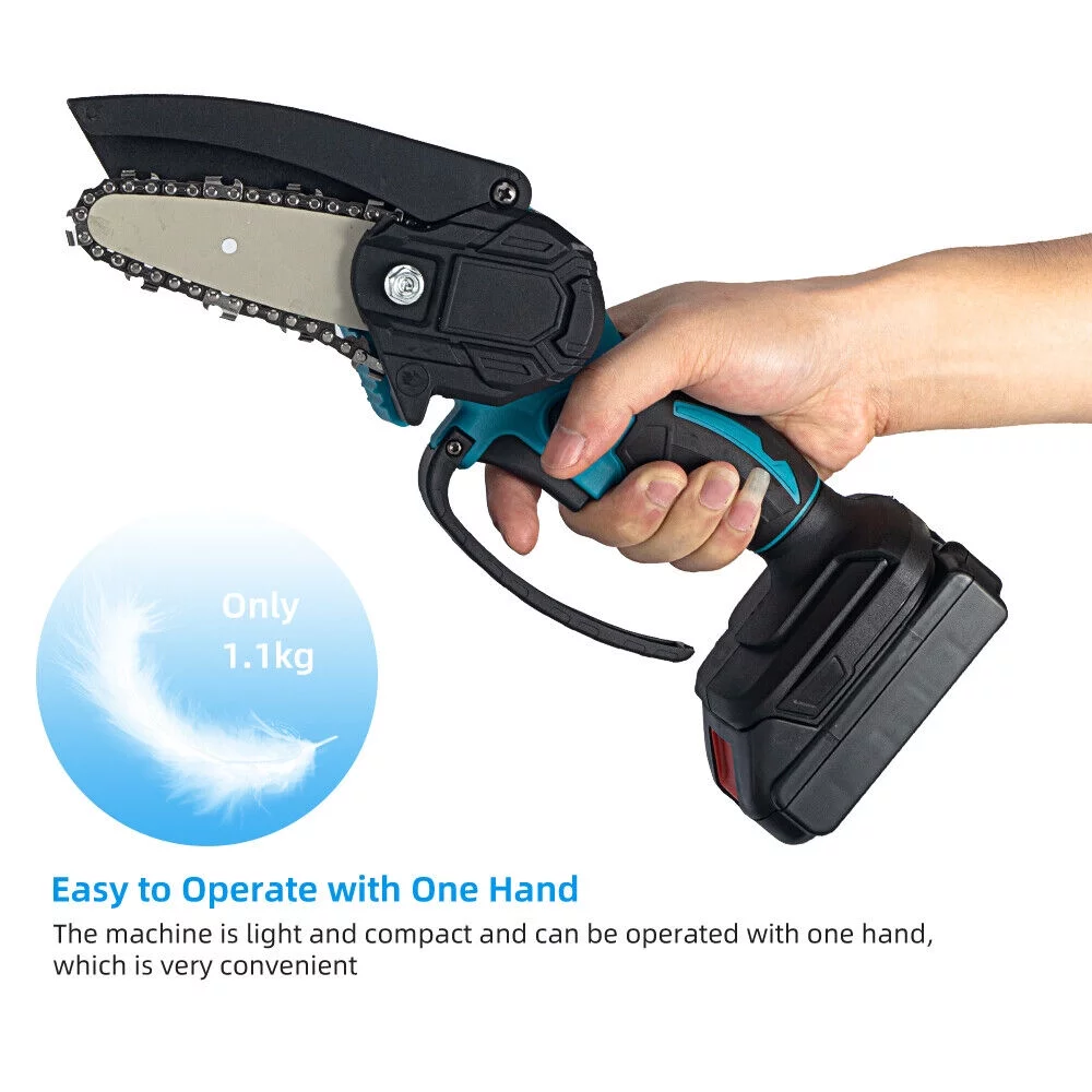 JahyShow 800 Watt Electric Mini Chain Saw, 4-Inch Handheld Cordless Cutter for Garden Pruning and Logging