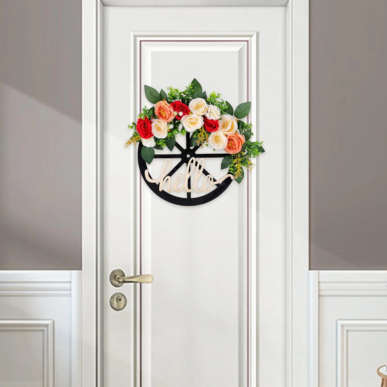 TISHITA Spring Wreath All Years Floral Wreath Hanging Ornament Simulation Wreaths Floral Hoop for Outdoor Farmhouse Office Decor Wall