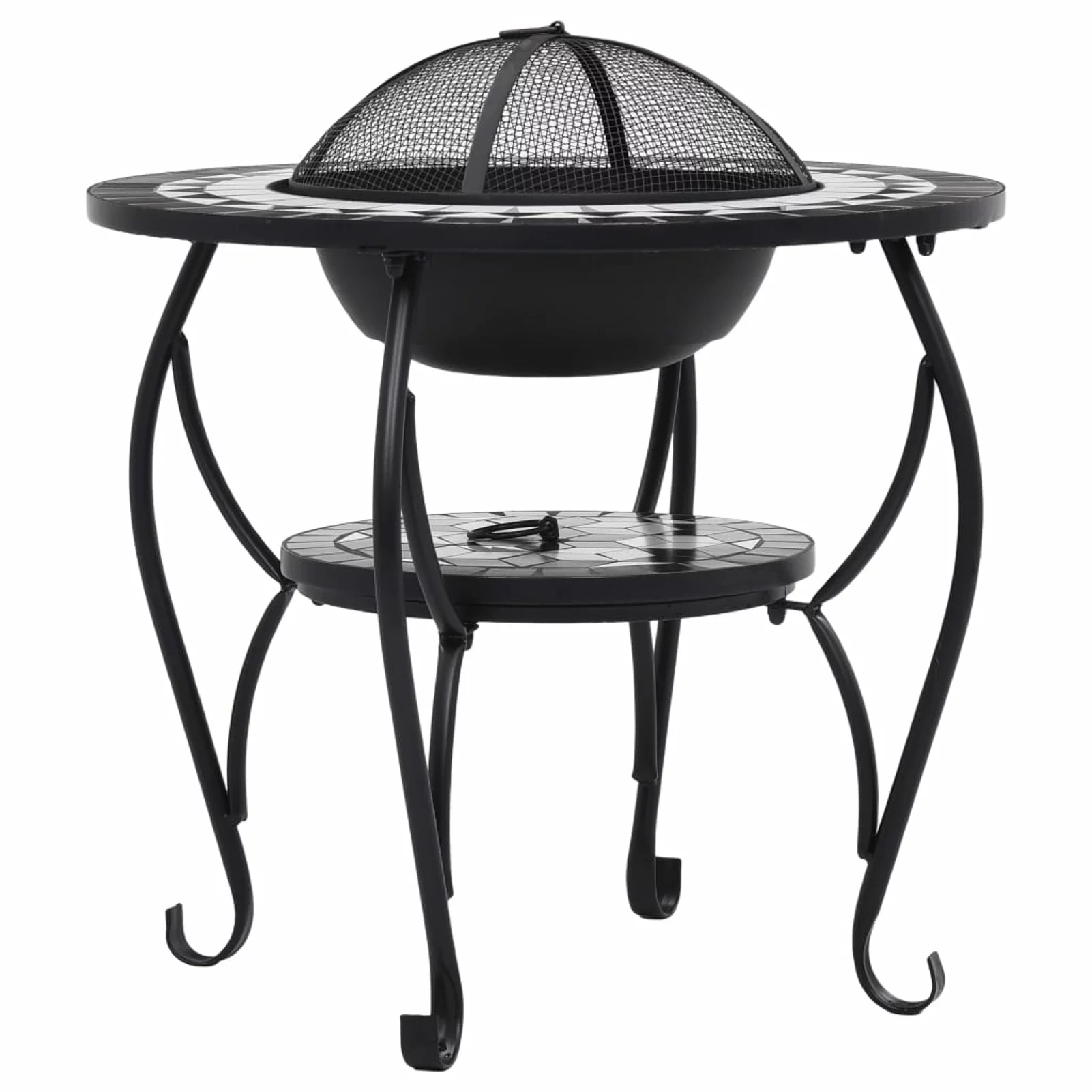 Uteam Ceramic Fire Pit Table Black and White 26.8 Inches