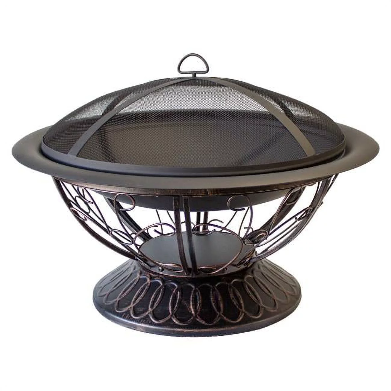 30 x 18 in. Wood Burning Firepit with Scroll Design, Black