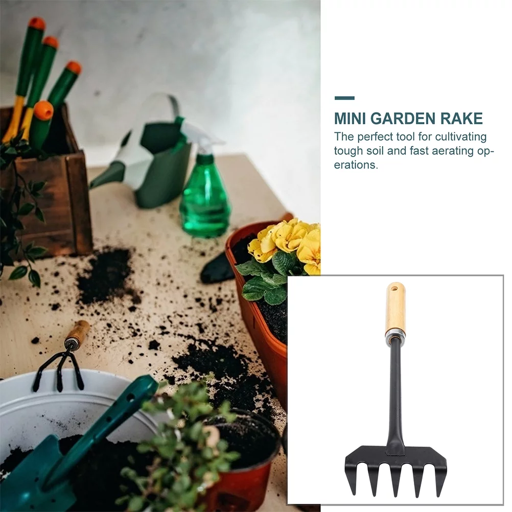 2 Pcs Trenching Tools Gravel Rake Gardening Iron Wood Child