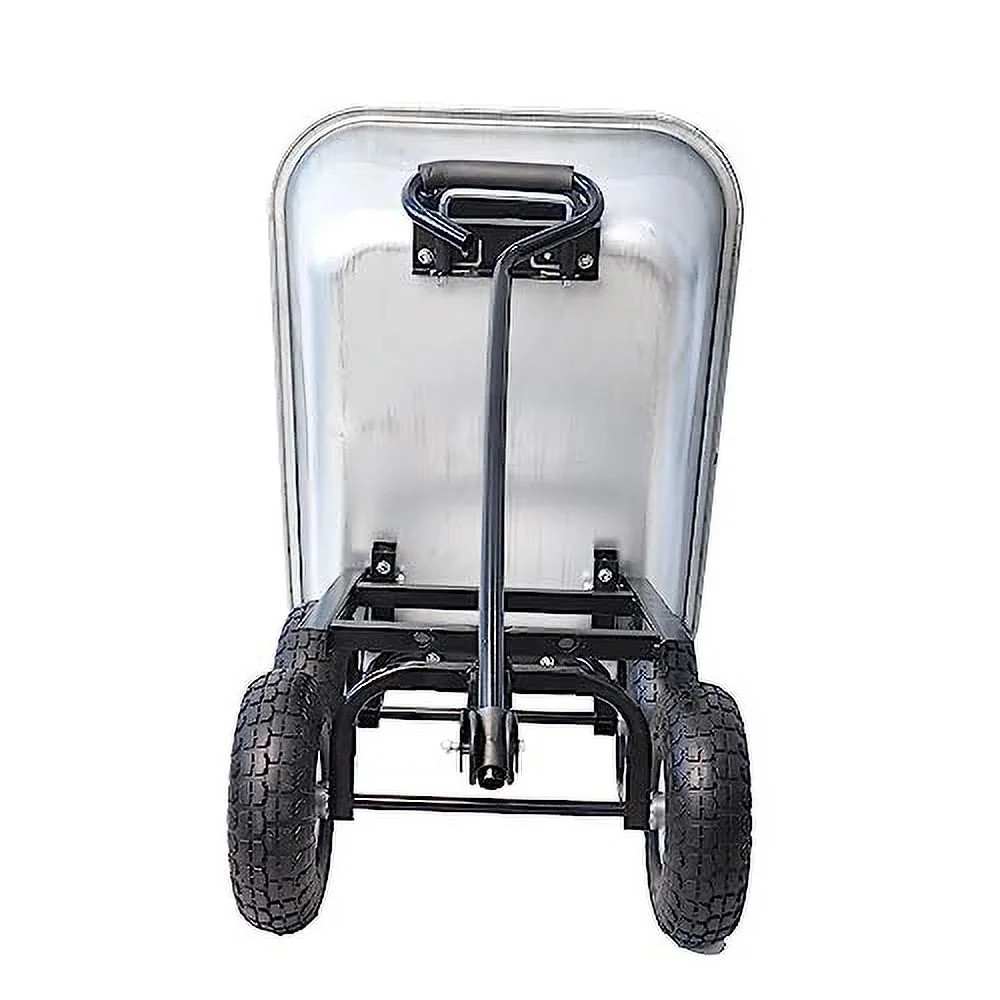 Garden Carts Four Wheels Pneumatic Tires Wheelbarrows Garden Dump Cart Folding Dolly with Steel Frame Patio Lawn Beach Gardening Care Yard Carts