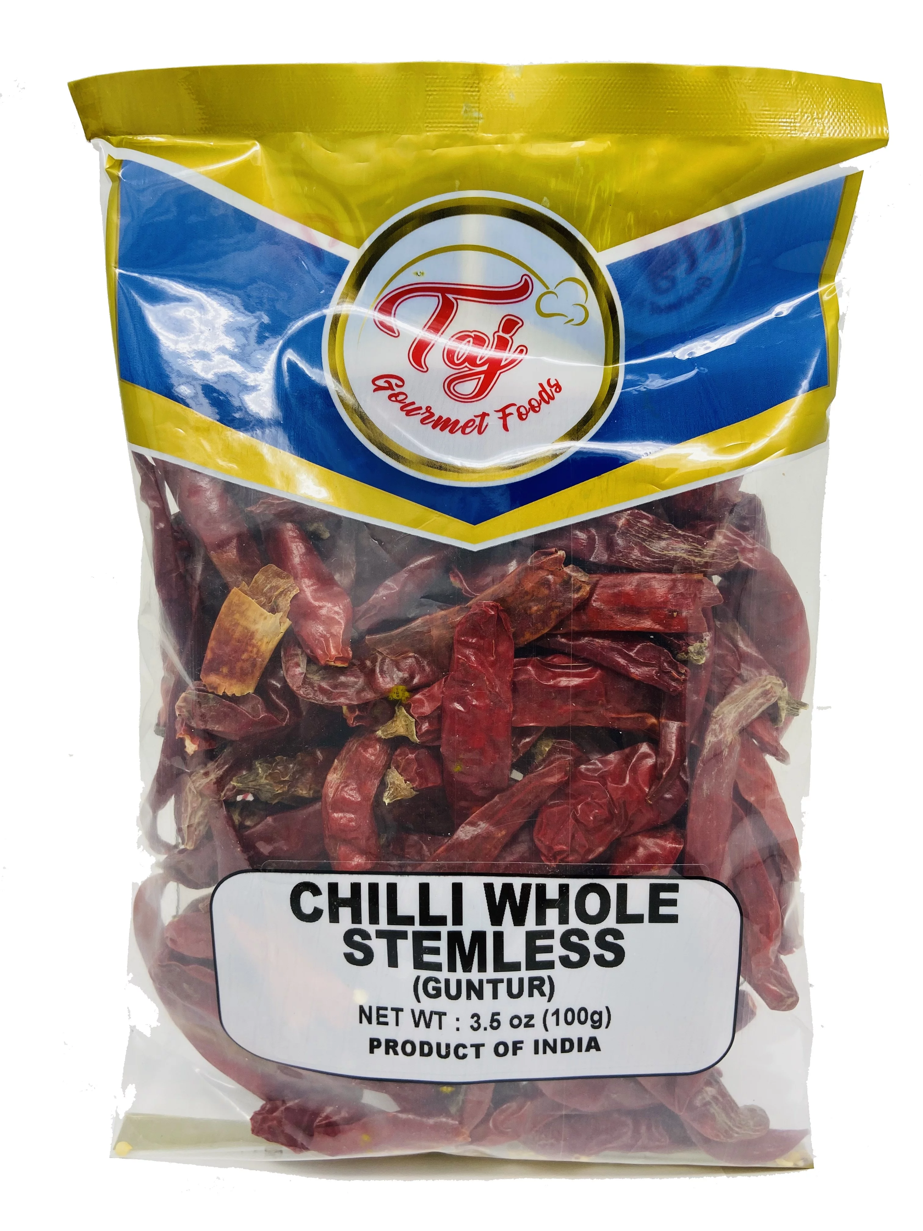 TAJ Premium Indian Whole Chilli (Whole Mirchi, without stem) 100 grams