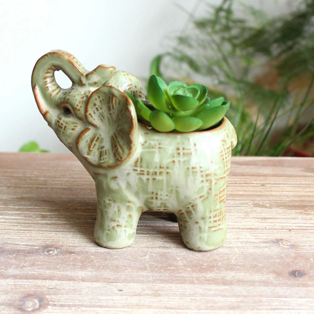 Guichaokj Creative Desktop Flowerpot Chic Tabletop Flowerpot Elephant Shape Flower Pot
