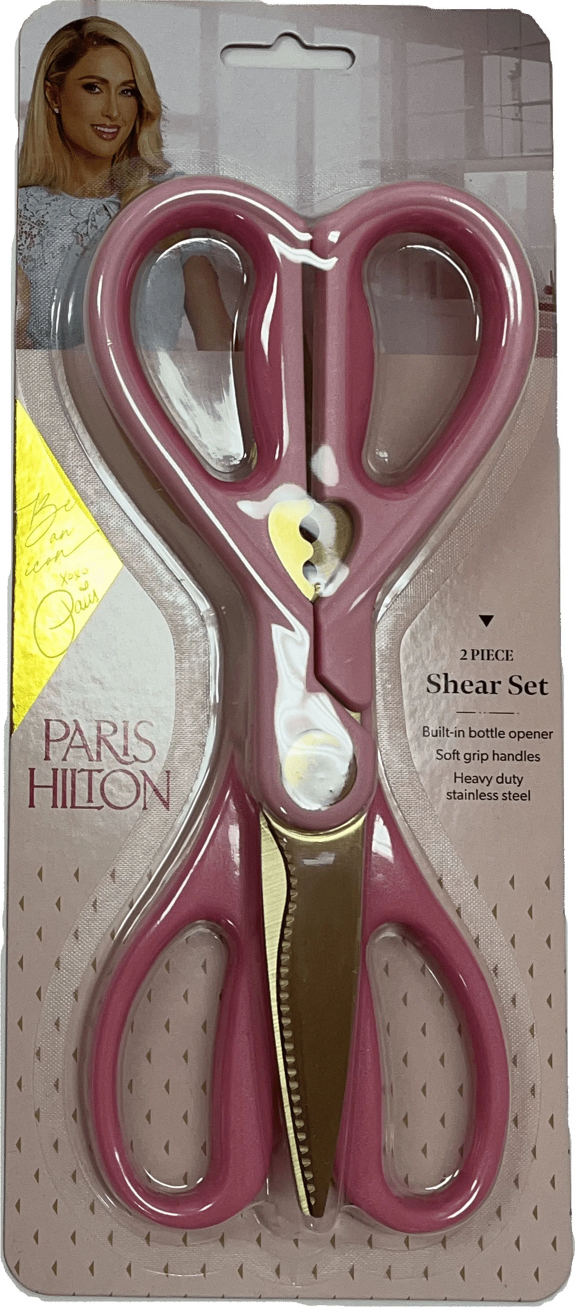 Paris Hilton 2 Pack Kitchen Shears, Stainless Steel Blades, Pink