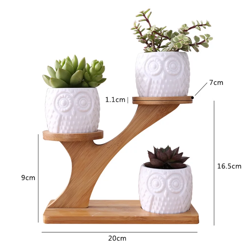 1 Set Creative Flower Pot Succulents Pot Owl Pattern Flowerpot Plant Container