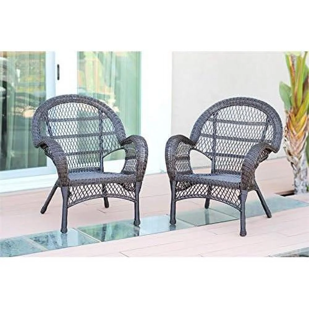 Resin Wicker Patio Chair In Espresso (Set Of 2)