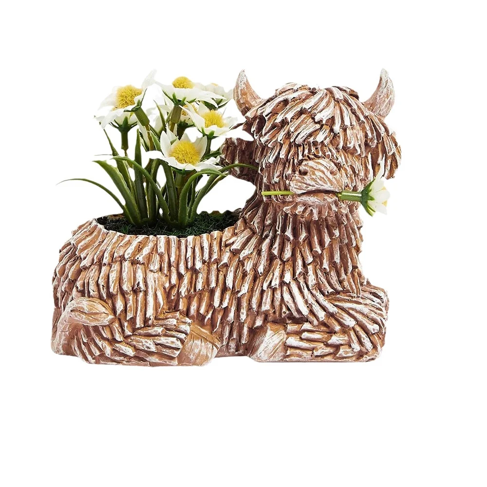 Small Resin Flower Plant Pot Cute Animal Plant Pots Succulent Planter Pots Indoor Outdoor Garden Ornaments for Home Indoor Office Decoration