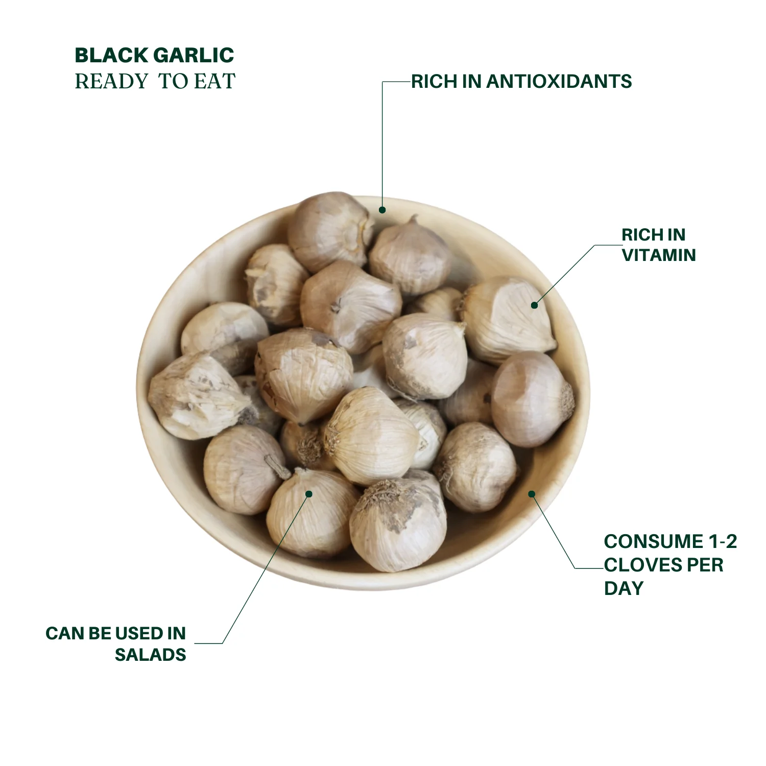 Royal Seafood USA Fermented garlic, Black Garlic, Ready to eat, Healthy snack, Whole black garlic, 200g, hand selected