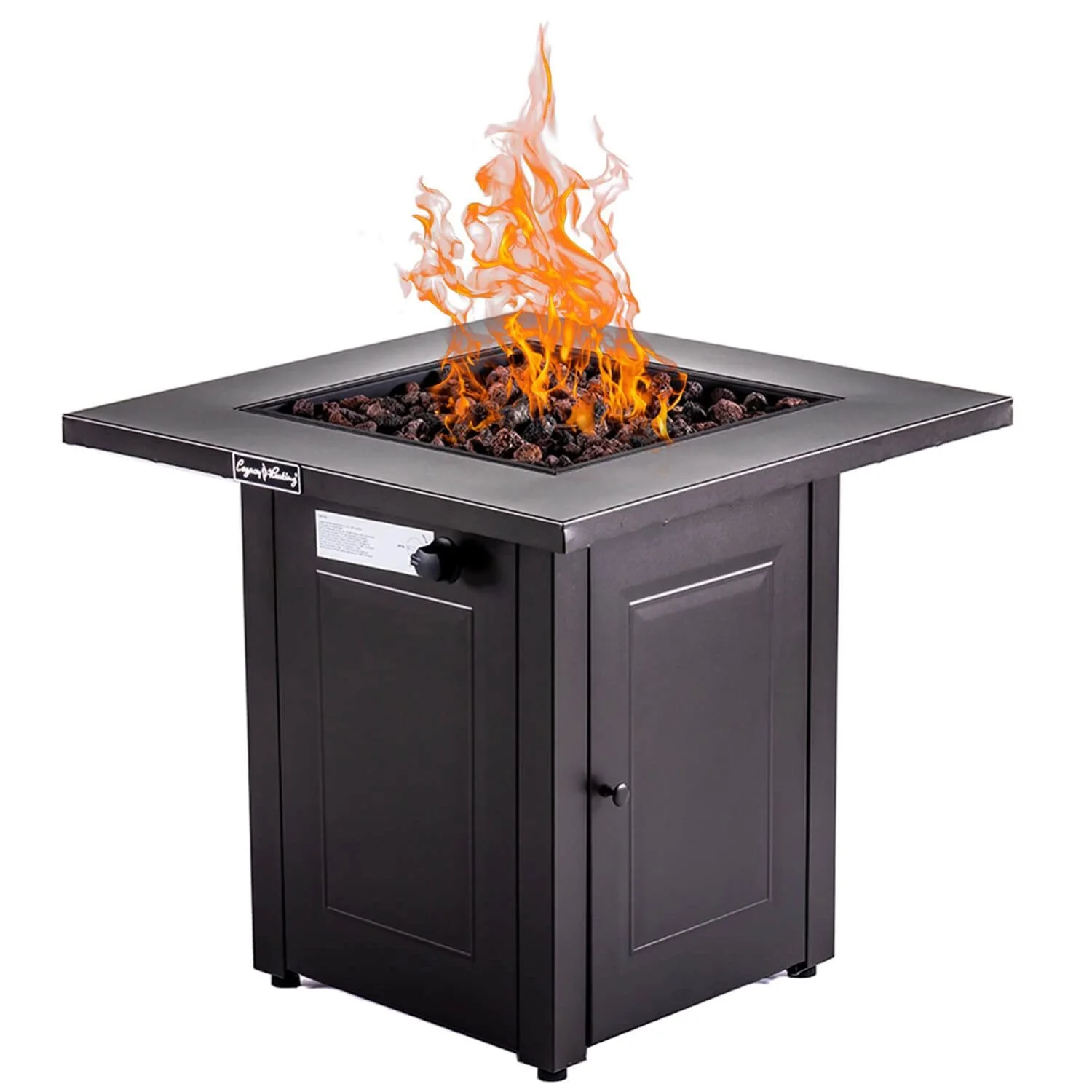 ZJbiubiuHome 28in Propane Fire Pits   50000 BTU Gas Square Outdoor Dinning Firepit Fireplace Dinning Tables with Lid  Lava Stone  ETL Certification  for Outside Garden Backyard Deck Patio